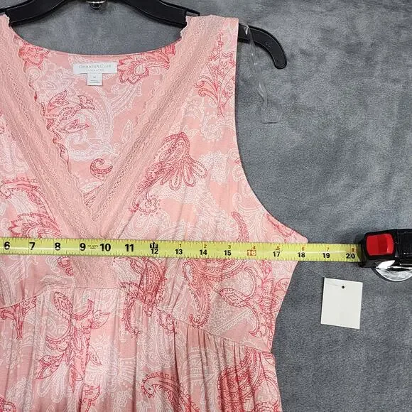 Charter Club Sleeveless Nightgown Lace Trim Orange Blossom Paisley Medium - Picture 9 of 9